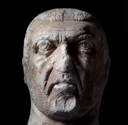 Busta Diokleciána (Gaius Aurelius Valerius Diocletianus, 245-316), římského císaře v letech 284 až 305. Mramorová socha. Chieti, Museo Archeologico