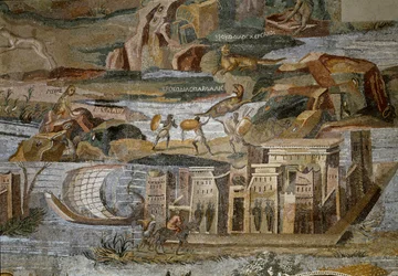 Detail nilotské mozaiky z Preneste (Palestrina) ze svatyně božstva Fortune Primigenia, 80 př.n.l.