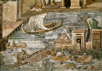 Detail nilotské mozaiky z Preneste (Palestrina) ze svatyně božstva Fortune Primigenia, 80 př.n.l.