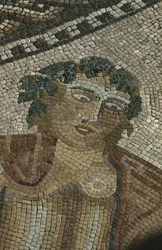 Dionysos objevuje spící Ariane, detail, hlava Baccha, Dům 