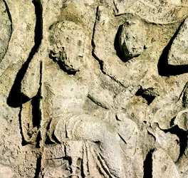 Vlys zobrazující krále Priama a Hecubu (detail)