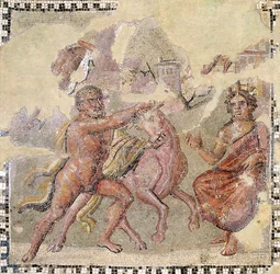 Herakles s krétským býkem, Ostia (mozaika)