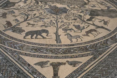 Dům Orpheus, Orpheus obklopený divokými zvířaty, detail (mozaika)