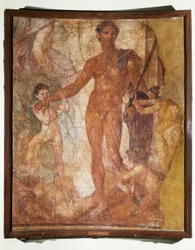 Itálie, Kampánie, bazilika Ercolano, Theseus zabíjející Minotaura (freska)