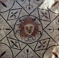 Medusa, římská mozaika z Orfeova domu, 3. století n. l. (mozaika)