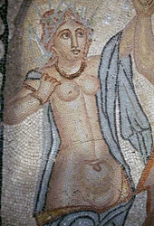 Nymfa, detail z Abduction of Hylas by Nymphs, mozaika v Domě Venuše v římském městě Volubilis (Seznam světového dědictví UNESCO