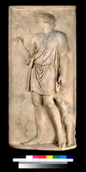 Reliéf Antinoa jako Dionysos nebo Silvanus, sklizeň hroznů