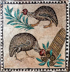 Římské umění: mozaika znázorňující perličky. 1. nebo 2. století př. n. l. Řím, Museo Nazionale Romano