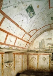 Římské umění: pohled na hrobku v Caivanu. 100-150 n. l. Neapol, Museo Archeologico Nazionale