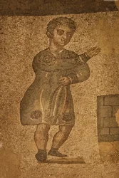 Pokoj se dvěma apsidami, podlahová mozaika, Villa Romana del Casale, Piazza Armerina, Sicílie, Itálie (foto)
