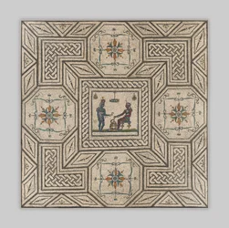 Mozaikový chodník s egyptskou scénou, cca 130-150 n. l. (kámen a sklo)