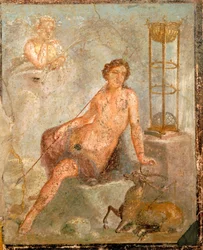 Mladý Cyparissus, freska z domu Vettii, Pompeje, Kampánie, římská civilizace