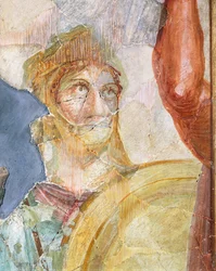Detail z fresky Svatba Alexandra (Ares) a Stateira (Aphrodite), freska v Regionu 6 West Island 39, Pompeje (Seznam světového dědictví UNESCO