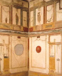 Detail fresek zdobící místnost, Dům Vettii, Pompeje, Kampánie, římská civilizace