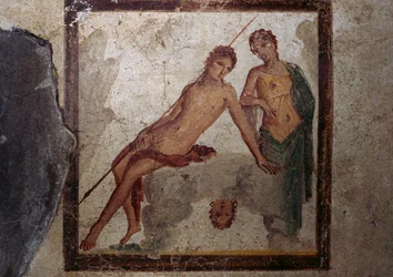 Echo a Narcis, freska z cubicula v Domě Epheba, Pompeje (Seznam světového dědictví UNESCO)