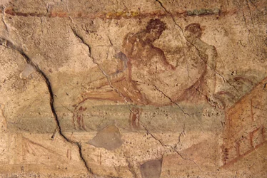 Erotická freska z Lupanaru v Pompejích (Seznam světového dědictví UNESCO)