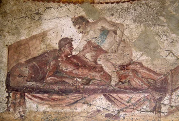 Erotická freska z Lupanaru v Pompejích (Seznam světového dědictví UNESCO)