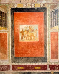 Fresková výzdoba Hall of Tablino, Dům Marca Lucretia Fronta, Pompeje, Kampánie, římská civilizace