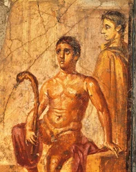 Freska zobrazující Selene a Endymion, z House of Centenary, Pompeje, Kampánie, Itálie