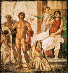 Issonen kidutusta kuvaava fresko Vettii-talosta, Pompejista, Campaniasta