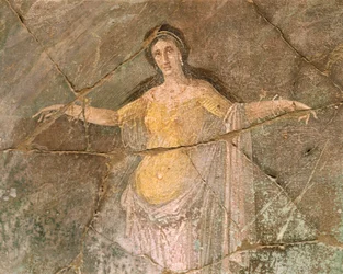Itálie, oblast Kampánie, provincie Neapol, Pompeje, Dům kněze Amanda, Freska zobrazující Andromedu