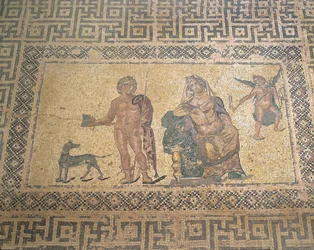 Mozaika zobrazující Hippolyta a Faidru, Dům Dionýsa, římská vila, Pafos, Kypr (fotografie)