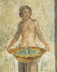 Žena nesoucí kbelík vody, detail, z Pompejí, Fresco