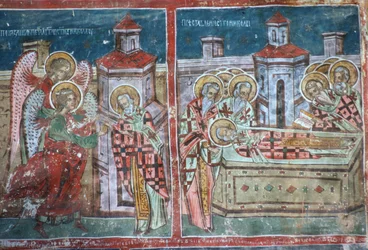 Život a smrt svatého Mikuláše, jižní stěna kostela, 1535