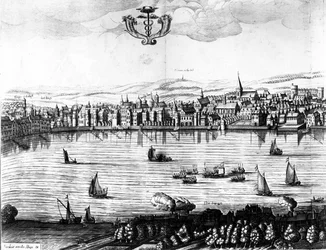 Pohled na řeku Temži z Southwarku, 1650