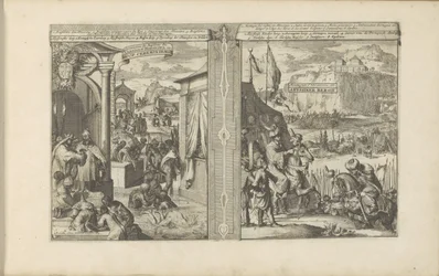 doopceremonie; Berg van Abessinië Doop Ceremonien / Ceremoniály křtu Abissinů a Moskvanů atd. // Abyssiner Bergh / Pohoří Abissinie atd. (název na objektu) Východní a Západní Indie a další místa (název série)