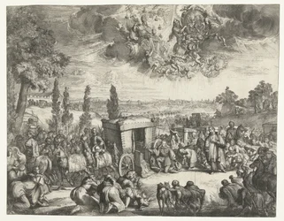Karel II Španělský klečící u kočáru