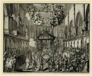 Sbor Westminsterského opatství s královniným pohřebním obřadem, 1695 In