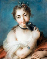 Portrét dámy s maskou Obraz Rosalba Carriera (1675-1757) 18. století Soukromá sbírka