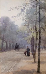 Stromová alej (akvarel)