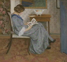 Čtenář v modrém, kolem roku 1908 (olej na plátně)