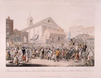 Volby v Covent Garden, Londýn, 1818.