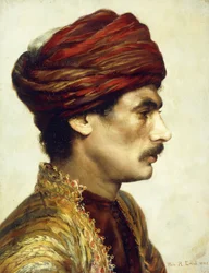 Profilový portrét muže v červeném turbanu, 1882