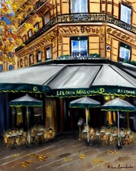 Podzim v Les Deux Magots Paříž, 2023 (olej na plátně)