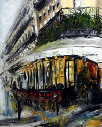 Cafe de Flore Večerní Paříž, 2021 (olej na plátně)