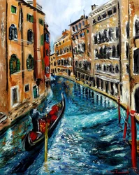 Gondola v Benátkách Itálie II, 2023 (olej na plátně)