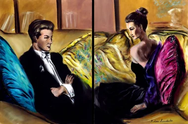 Touha - diptych, 2024 (olej na plátně)