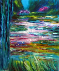 Monet Japonská zahrada v Giverny Levý panel, 2024 (olej na plátně)