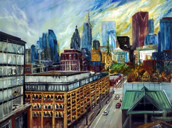 Pohled na Toronto ze střechy, 2021 (olej na plátně)