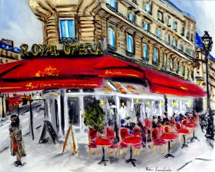 Restaurace Královské opery v Paříži, 2022 (olej na plátně)
