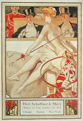 Plakátová reklama Hart Schaffner & Marx, Makers of Fine Clothes for Men, c.1925 (color litho) & Marx makers of Fine Clothes for Men, USA od S.N. Abbott (nar. 1874) kolem roku 1925 (plakát)