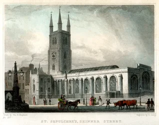 Kostel St Sepulchres, Skinner Street, City of London, c1830.