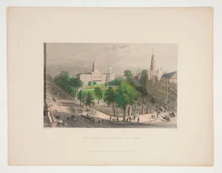 The Park and City Hall, New York, ilustrace pro Nathaniela Parkera Willise