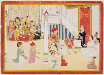 Svetambara Jain učitel dává instrukce, c. 1750-60.
