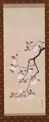 Závěsný svitek zobrazující třešňové květy, z Triptychu tří ročních období, japonština, počátek 19. století