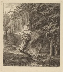 Zalesněná krajina s pollarizovaným stromem, 1764.